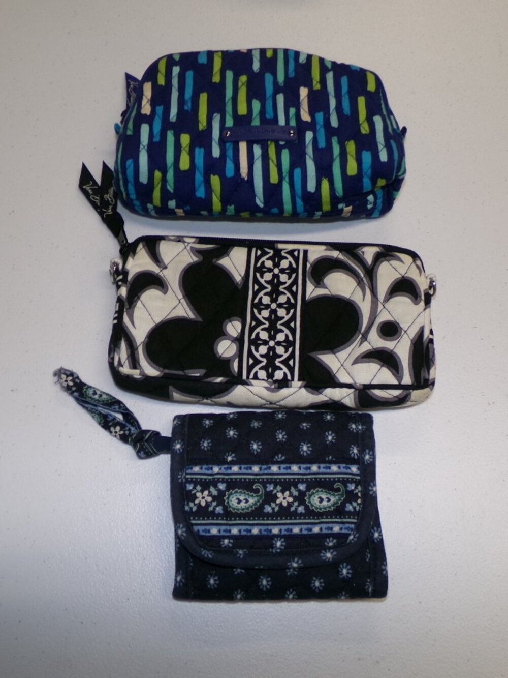 Lot of 3 Vera Bradley Bag Wallet Cosmetic Retired Patterns